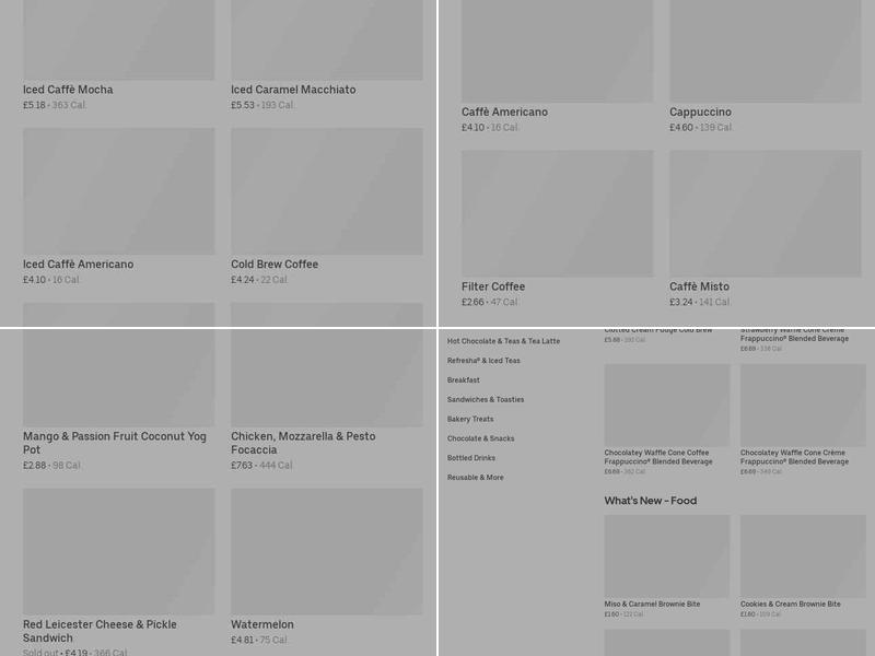 Starbucks Coffee Menu