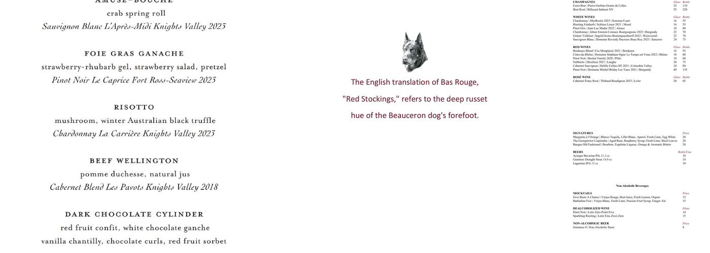 Bas Rouge Menu