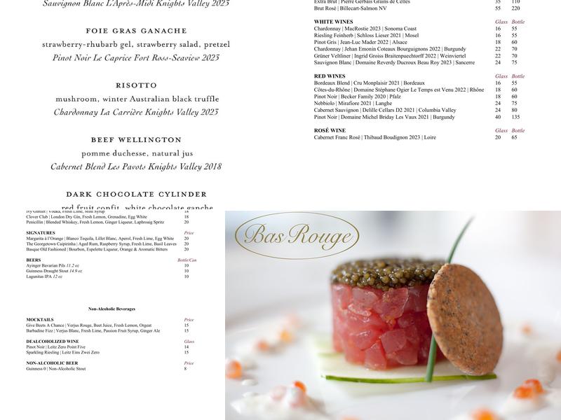 Bas Rouge Menu