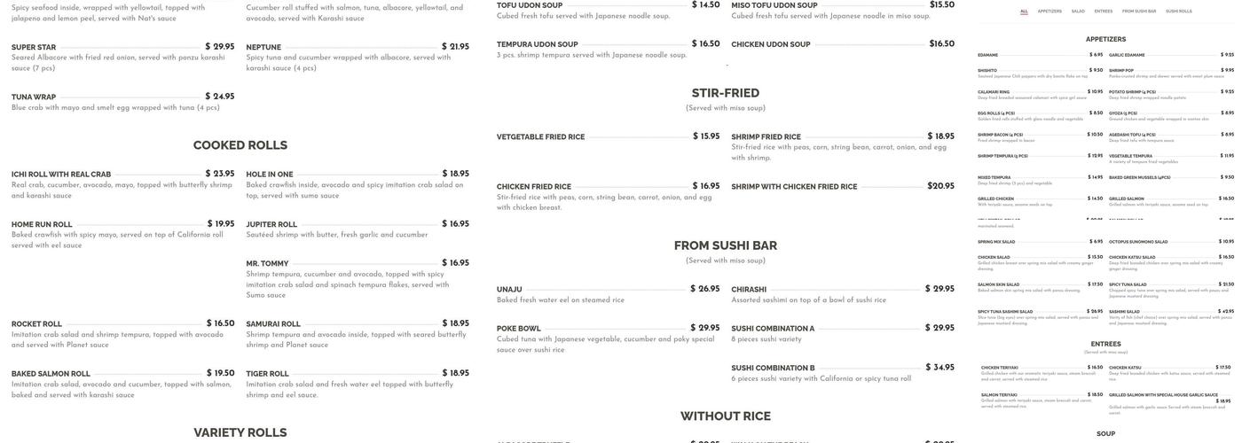 Sushi Planet Woodland Hills Menu