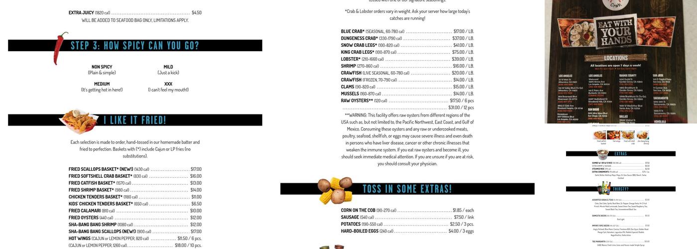 The Boiling Crab Menu