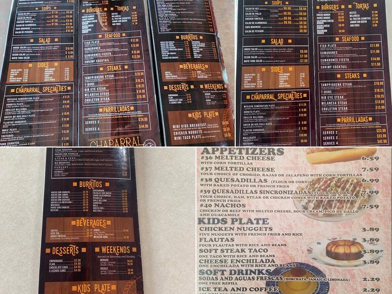 El Chaparral Cafe Menu