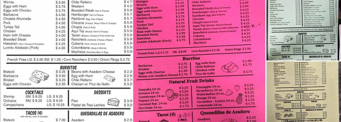 Rainbow Fountain Menu