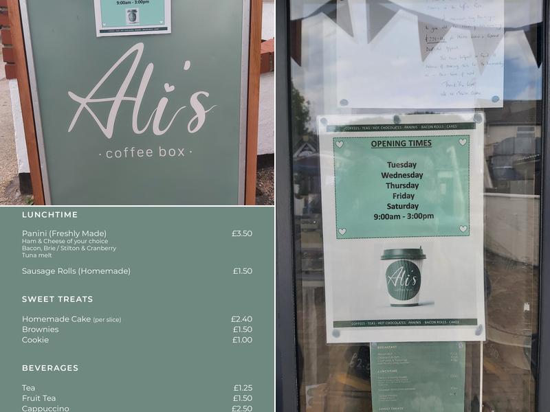 Ali's Coffee Box Menu