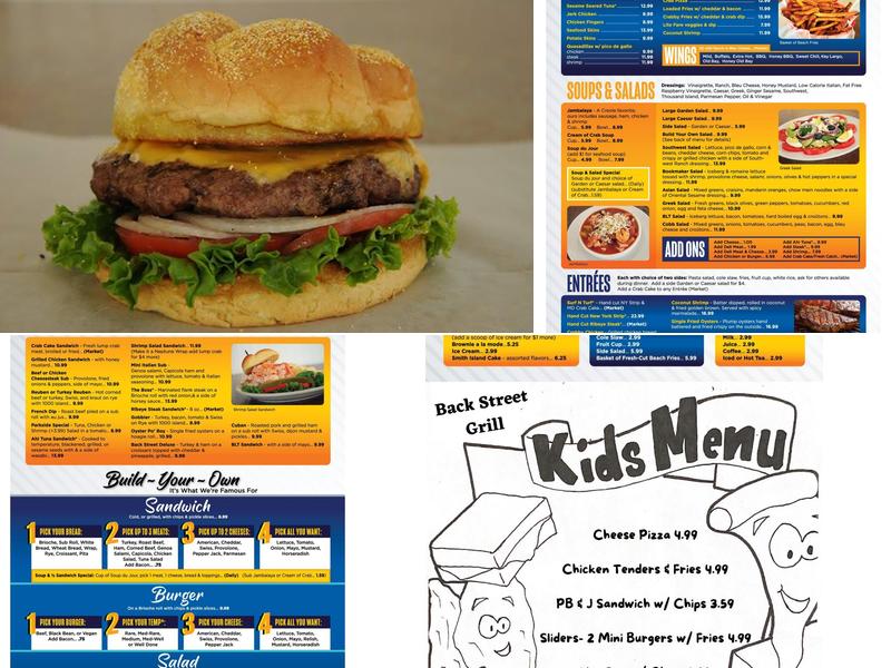 Back Street Grill Menu