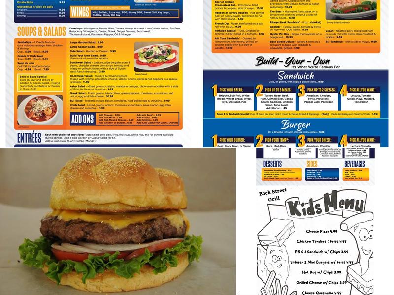 Back Street Grill Menu