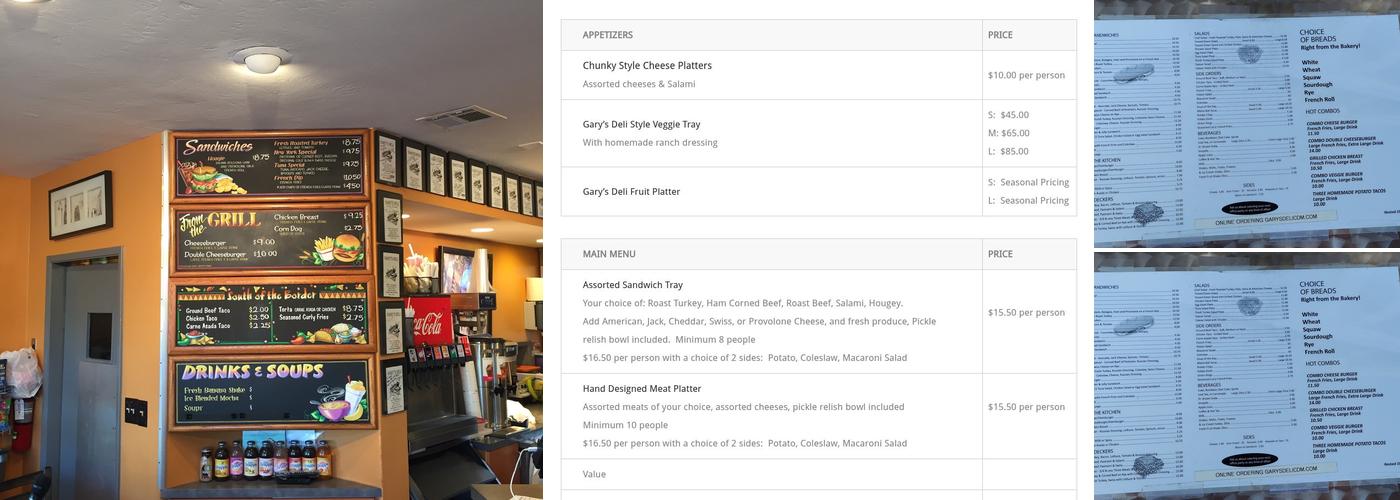 Gary's New York Deli Menu