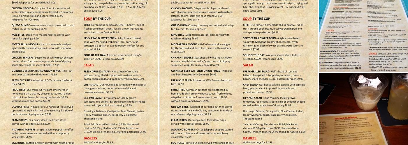 Frog Bar & Grill Menu