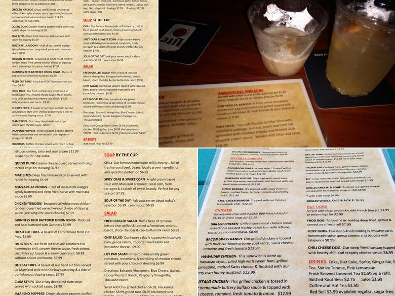 Frog Bar & Grill Menu