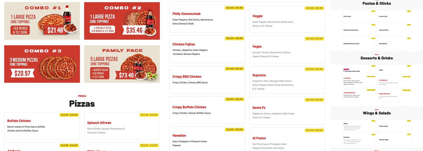 Speedy's Pizza Menu