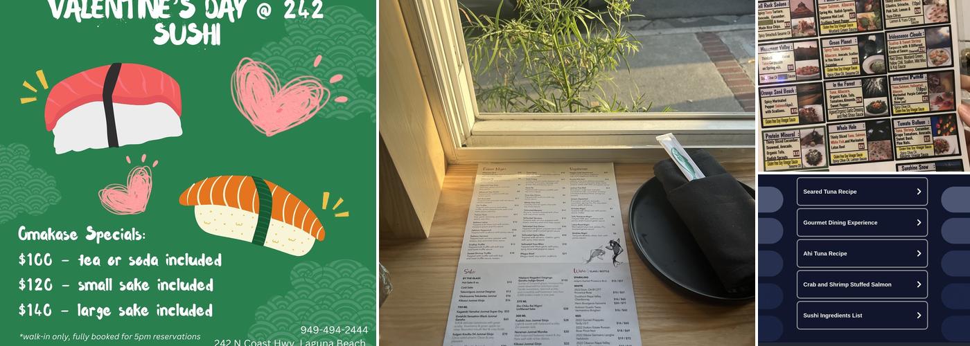 242 Cafe Fusion Sushi Menu