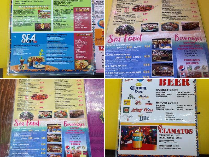 Ay Cocula Menu