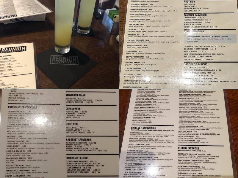 Reunion Kitchen + Drink Menu