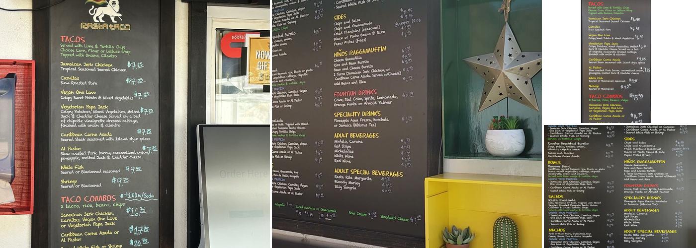 Rasta Taco Menu