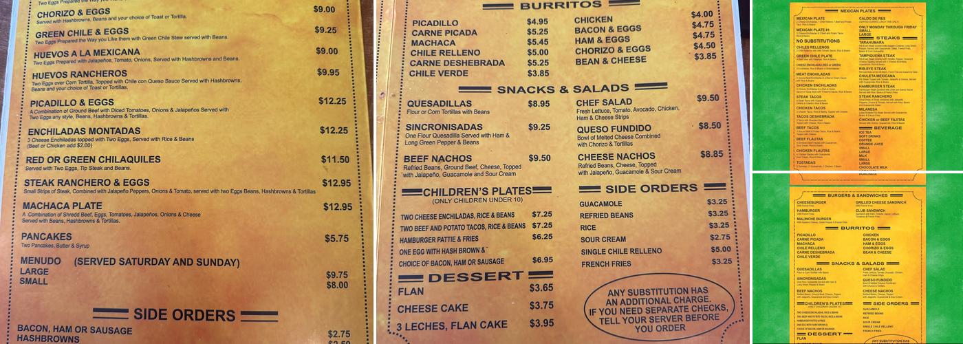 La Malinche Menu