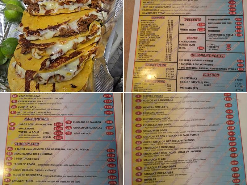 El Roble Menu