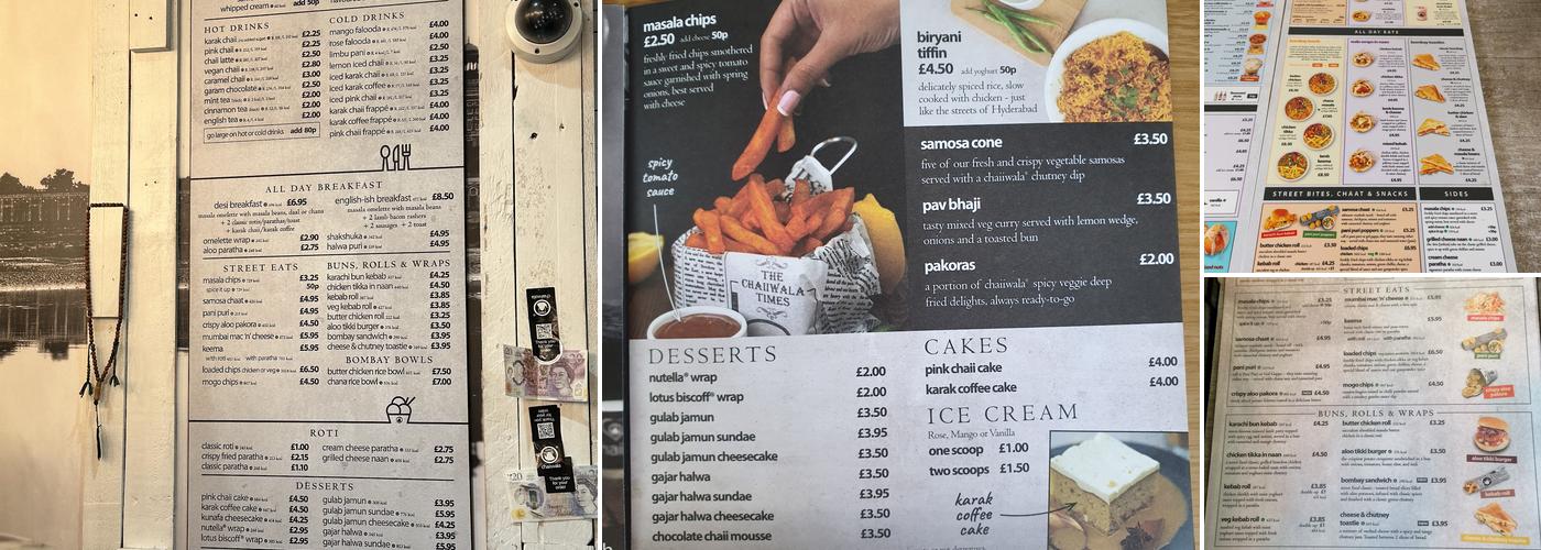 Chaiiwala Menu