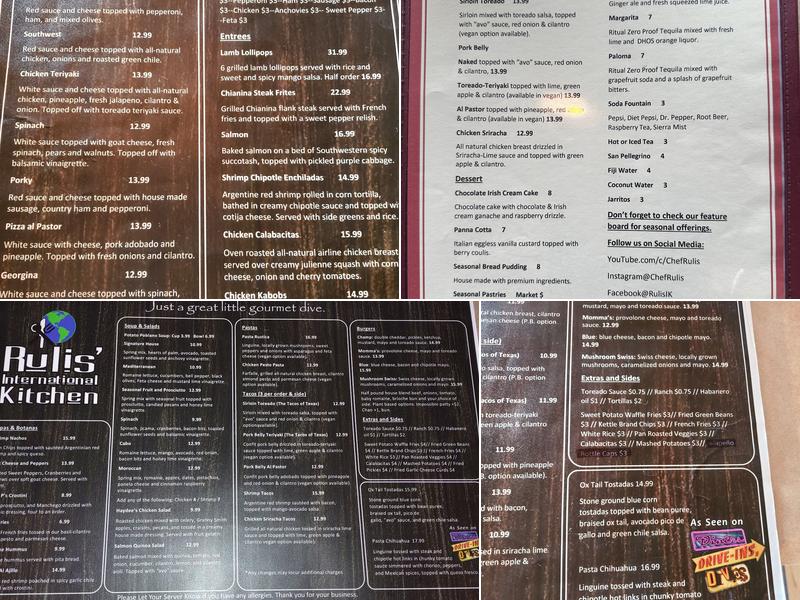 Rulis' International Kitchen Menu