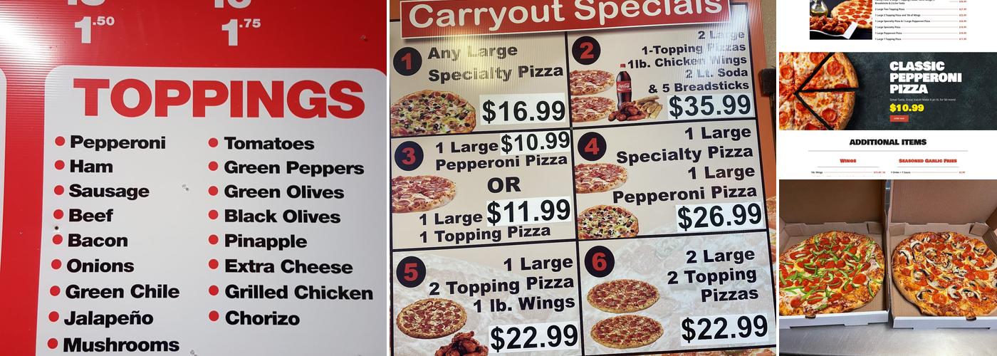 Road Runner Pizza Menu