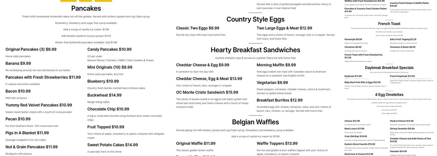 The Little House Of Pancakes Menu