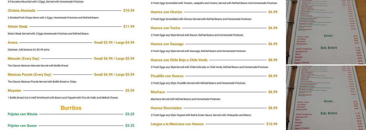 Los Jarrones Menu
