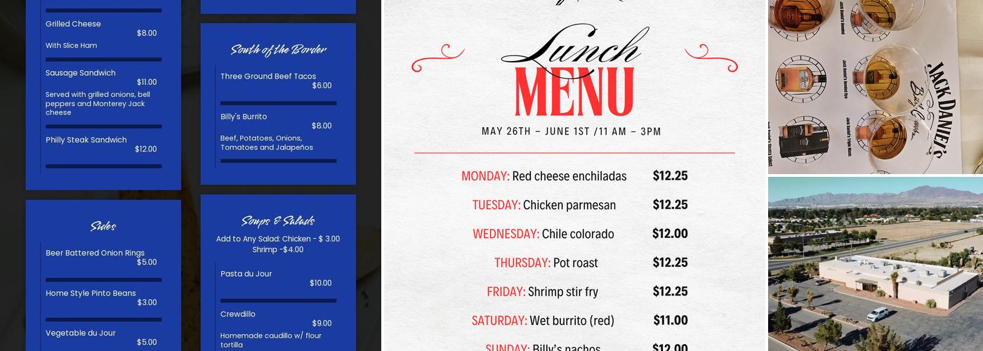 Billy Crews Dining Room Menu