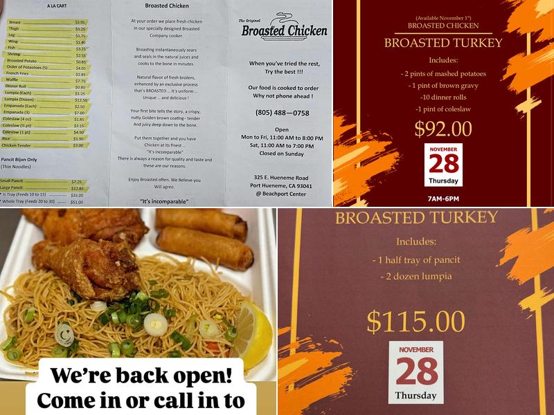 Broasted Chicken Menu