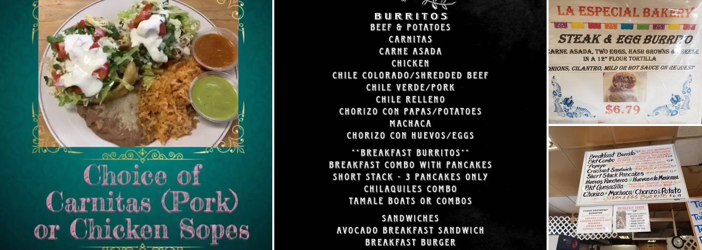 La Especial Bakery Menu