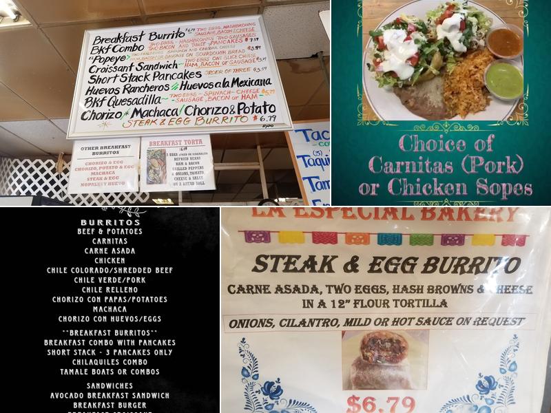 La Especial Bakery Menu