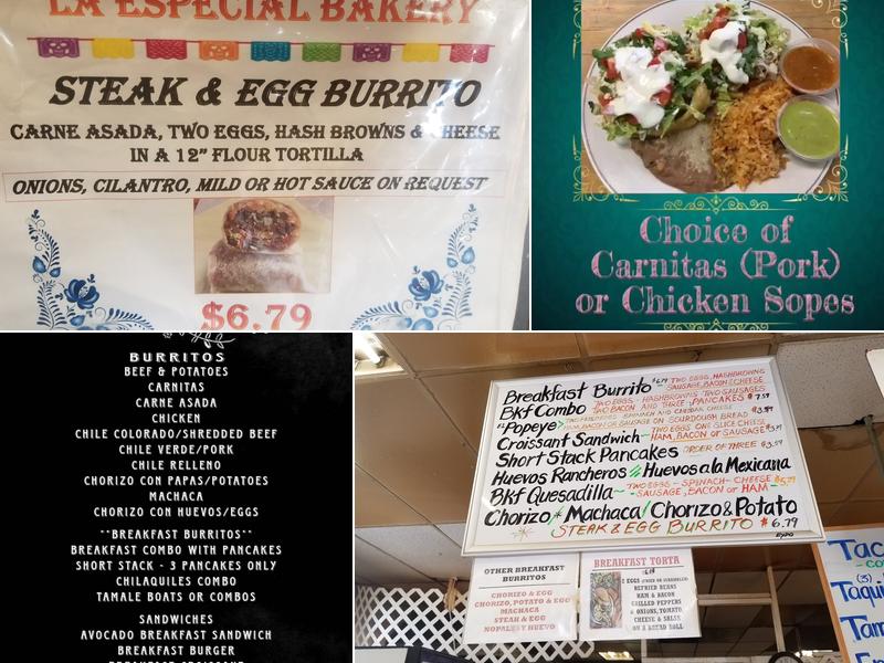 La Especial Bakery Menu