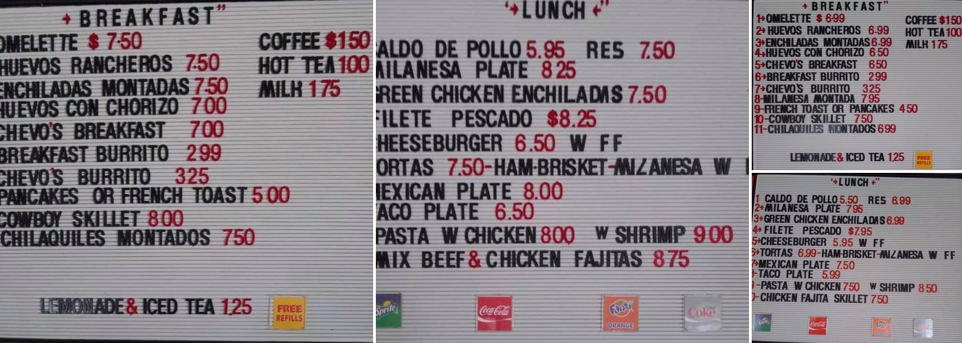 Chevo's Kitchen Menu