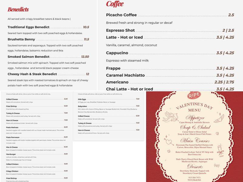 Ripe Eatery Menu
