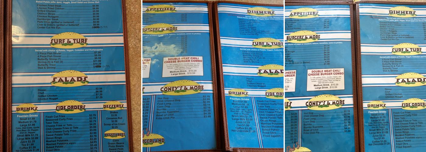 Burger Land Menu