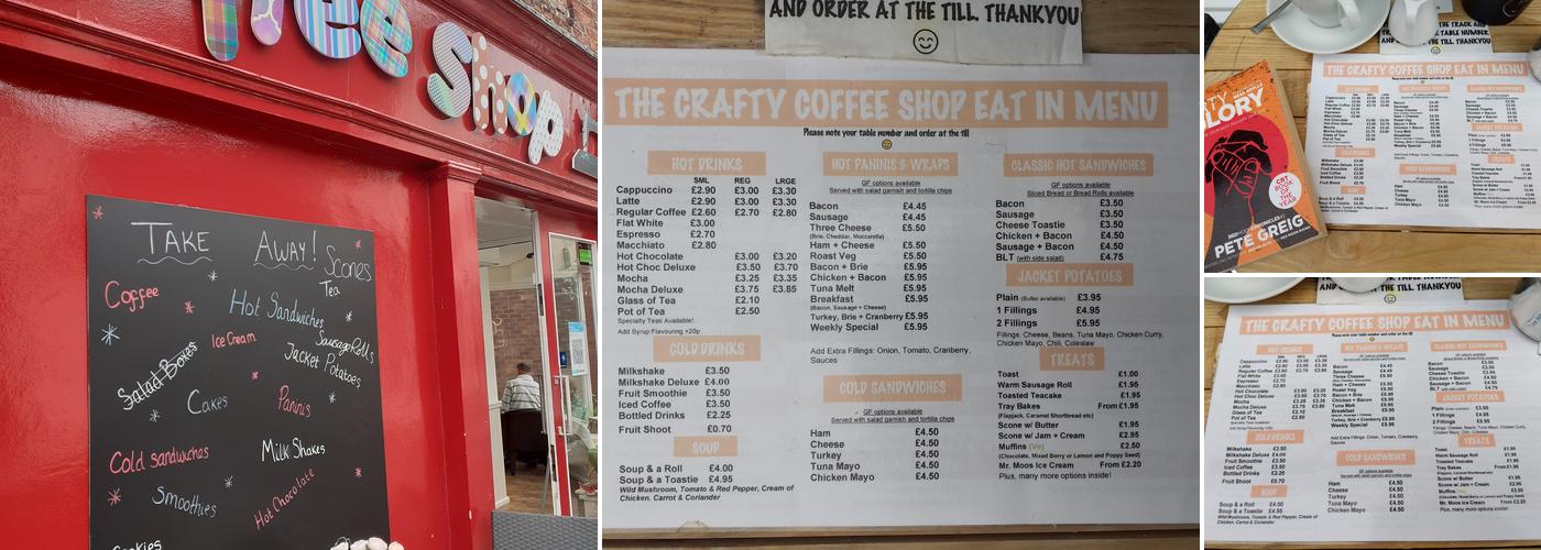 Crafty Coffee Shop Menu