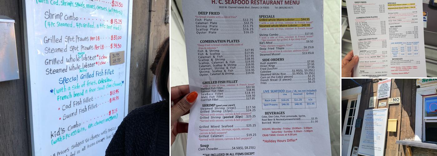 HC Seafood Menu