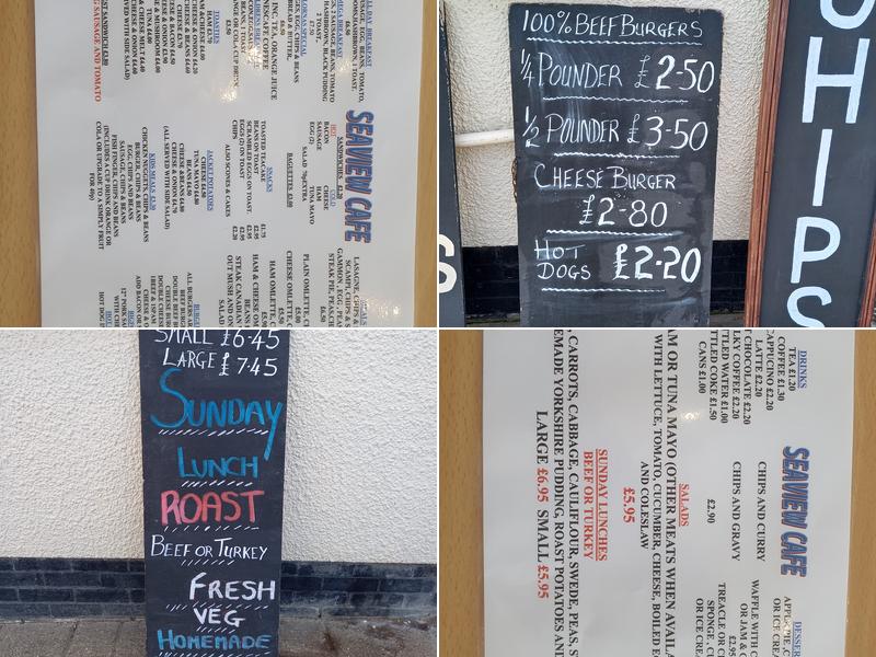 Seaview Cafe Menu