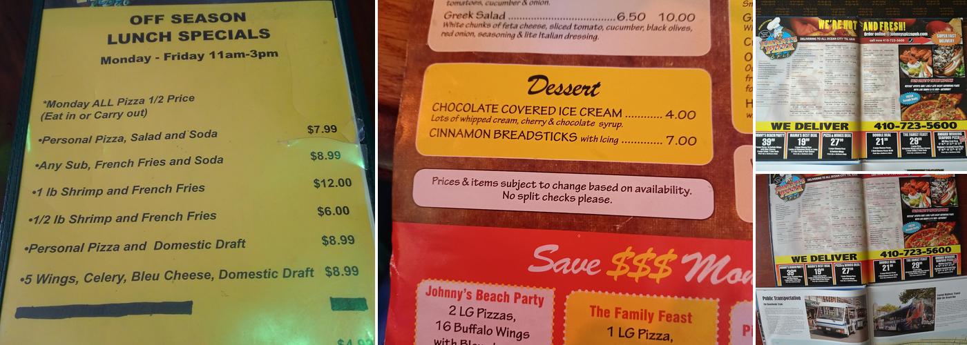 Johnny's Pizza & Pub Menu