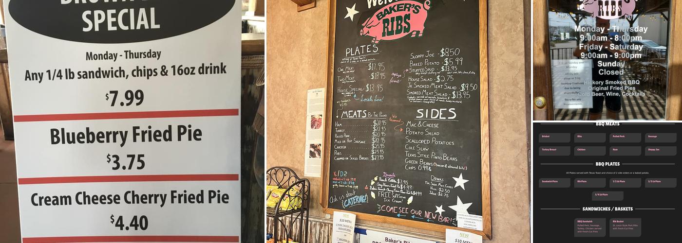 Baker's Ribs Menu