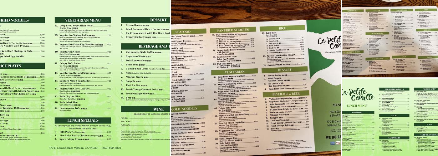 La Petite Camille Menu