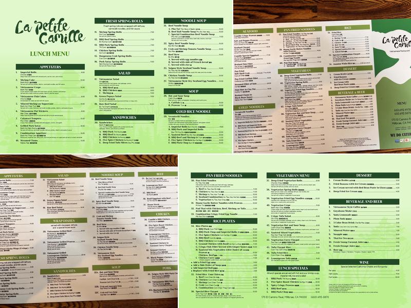 La Petite Camille Menu