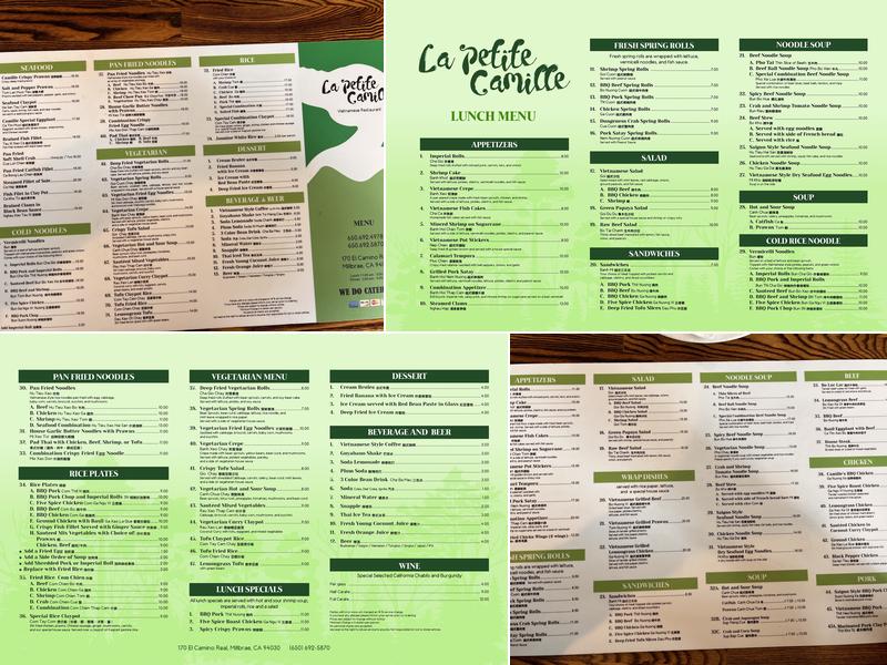 La Petite Camille Menu