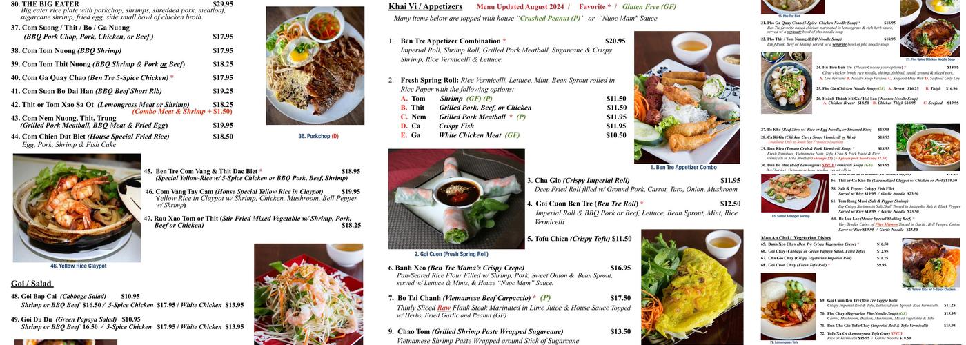 Ben Tre Restaurant Menu