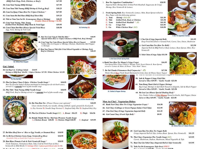 Ben Tre Restaurant Menu