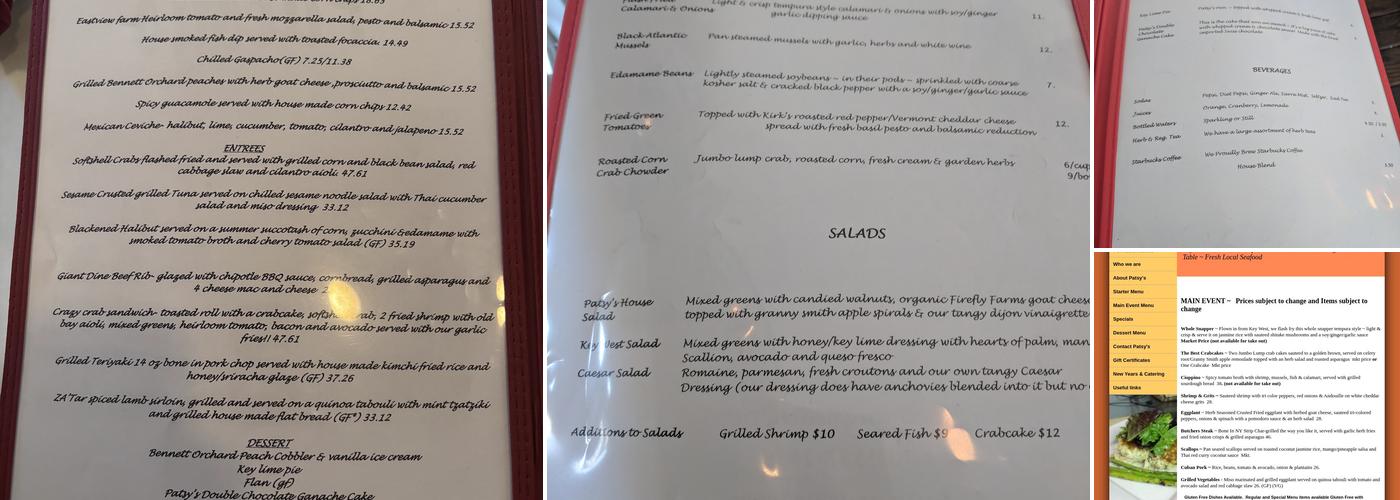 Patsy's Restaurant Menu