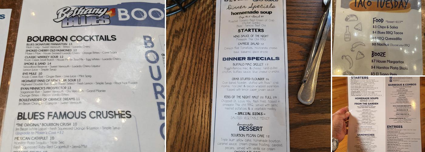 Bethany Blues BBQ Pit Menu