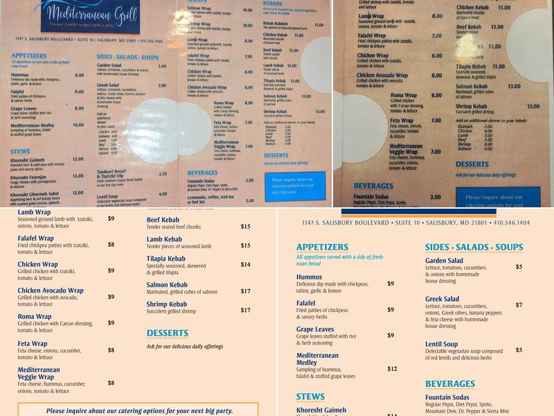Mediterranean Grill Menu