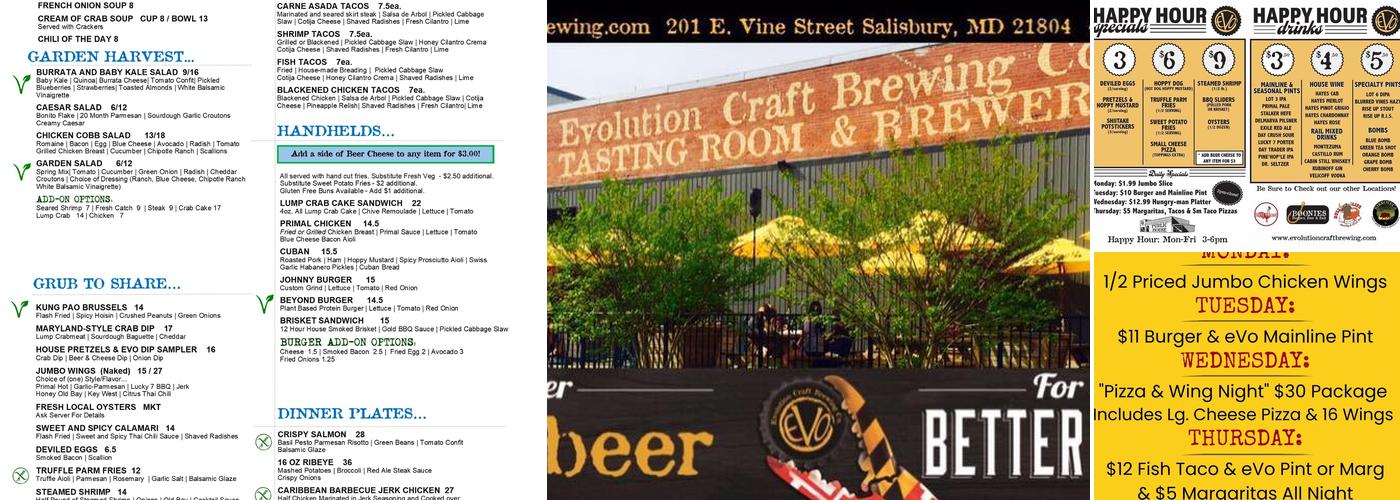 Evolution Craft Brewing Co. & Public House Menu