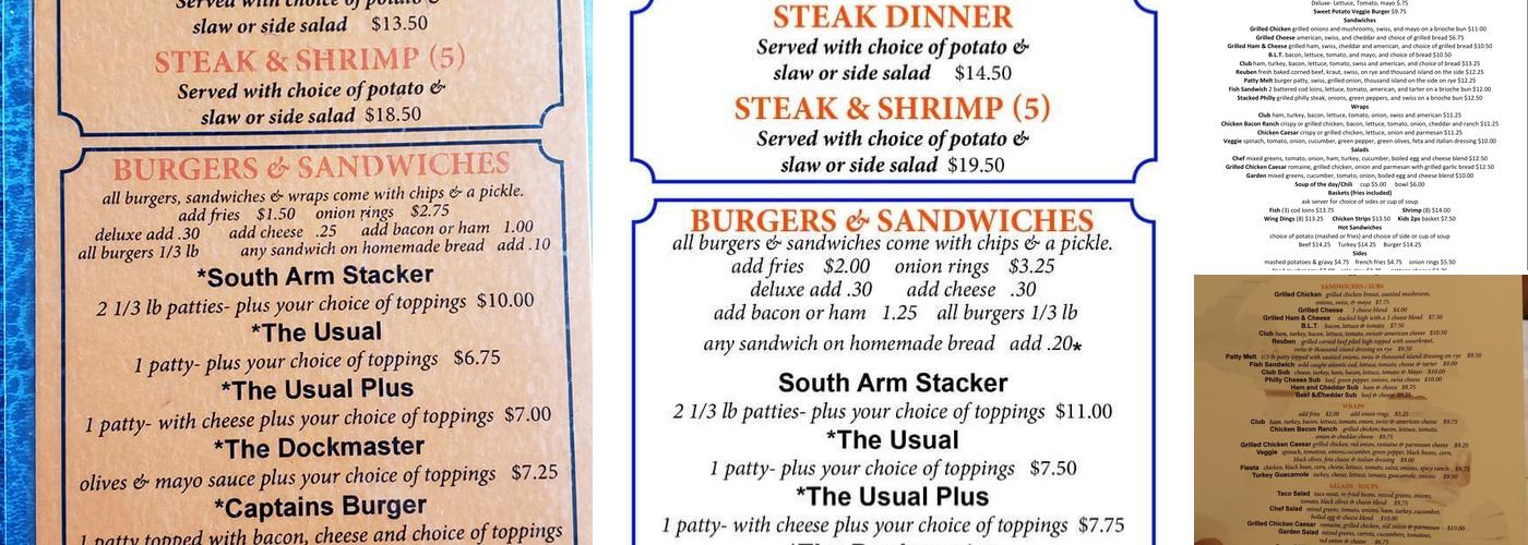 South Arm Cafe Menu