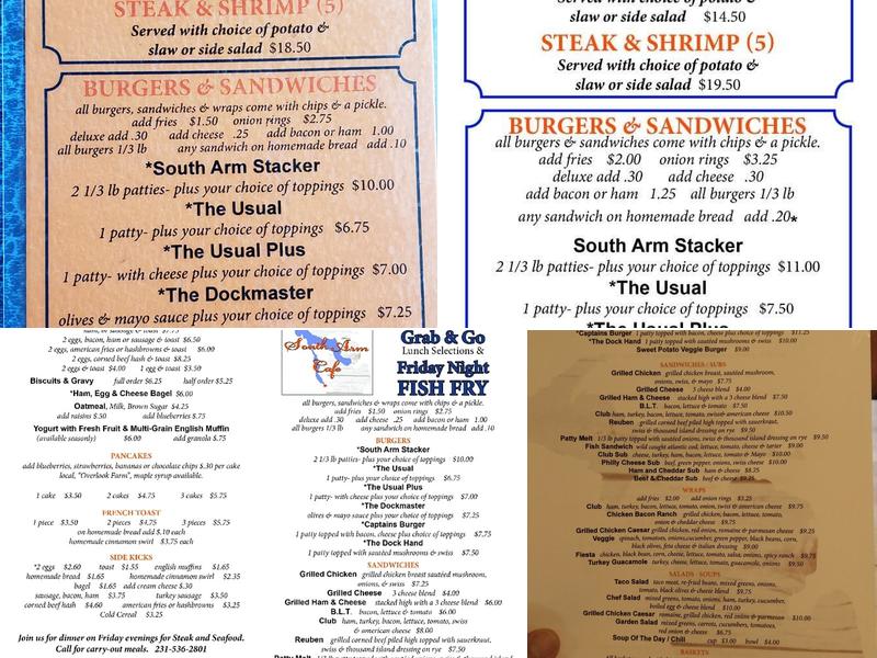 South Arm Cafe Menu
