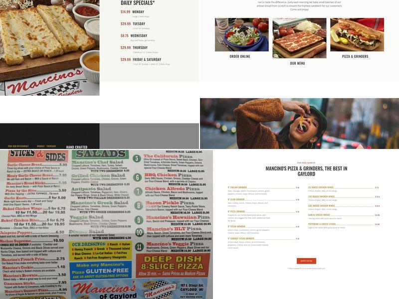 Mancino's of Gaylord Menu